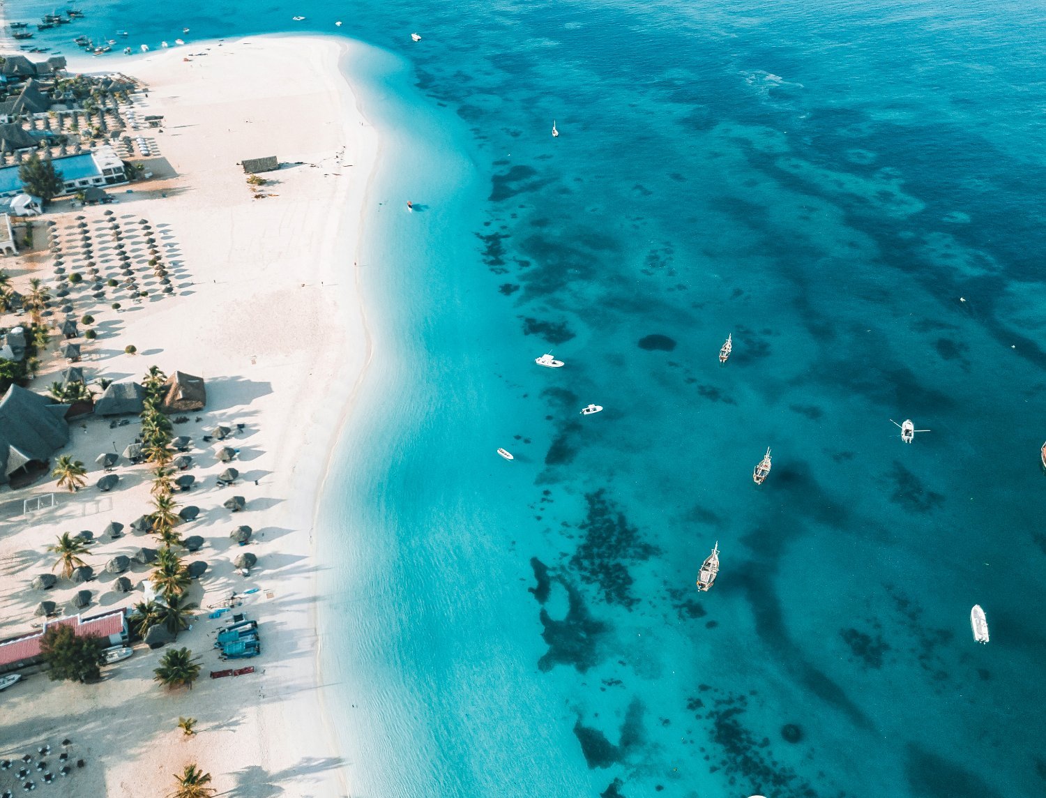 A bright tropical beach in Zanzibar